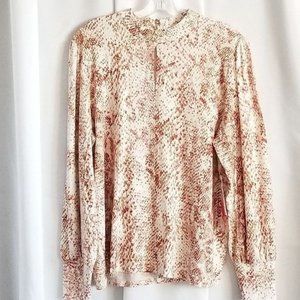 Chico's Keyhole Snakeskin Print Long Sleeve Top Keyhole Front Size 12/Med NWT